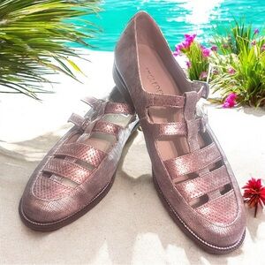 INGLEDEW’S PINK/GOLD/SILVER METALLIC SANDALS - ITALY  (SZ 41/10-10.5)